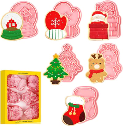 Set van 8 kerstvormpjes voor koekjes - 3D cookie cutters voor fondant en cake decoratie, ideaal voor kerstbakken