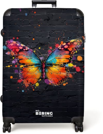 NoBoringSuitcases.com® - Koffer groot - Reiskoffer lichtgewicht - Graffiti vlinder met felle kleuren - Rolkoffer met 4 wielen - Grote trolley XL - 98 liter bagage