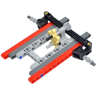 Technische Auto Voorwielophanging Stuursysteem Doe-het-zelf Blokken MOC Bouwstenen PF Servo Motor Band Leduo gray