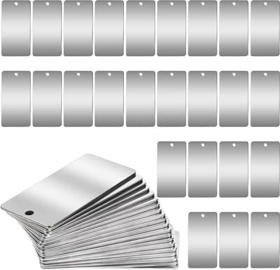 50 stuks roestvrijstalen gravureblanco's voor doe-het-zelf projecten, stempels en metalen labels, 5 x 2,5 cm