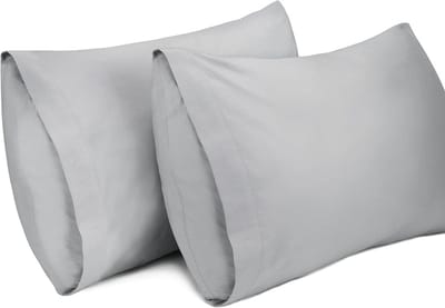 Famanu - 2-pack kussenslopen, 100% katoen 300 draad ademende kussensloop pillow cover, 40 x 60 cm, lichtgrijs