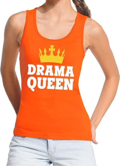 Oranje Drama Queen tanktop / mouwloos shirt voor dames - Koningsdag kleding S