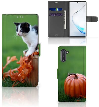 Samsung Galaxy Note 10 Telefoonhoesje met Pasjes Kitten