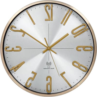 Radiogestuurde Wandklok - Stille Klok - Nauwkeurig Tijd Tonen - Automatische Tijdsinstelling - 30 cm Diameter - Zilverkleurig