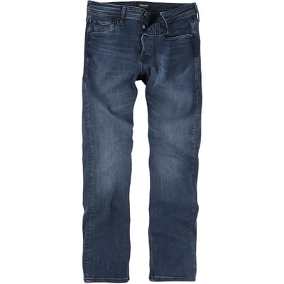 Jack & Jones blauwe heren jeans   Glenn   Stonewash wassing   Slim Fit   5-Pocket zakken   Knoopsluiting   Duurzaam   Low waist Blauw 32/34