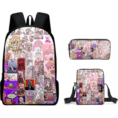 Klassieke Nieuwigheid Technoblade 3D Print 3 stuks/Set leerling Schooltassen Laptop Dagrugzak Rugzak Schuin gedragen schoudertas Etui