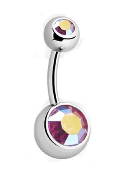 Titanium Navelpiercing 1,6, 10mm met Sprankelende Kristallen AB. Tijdloze Luxe & Comfort RH-Jewelry. [High Quality Piercing]