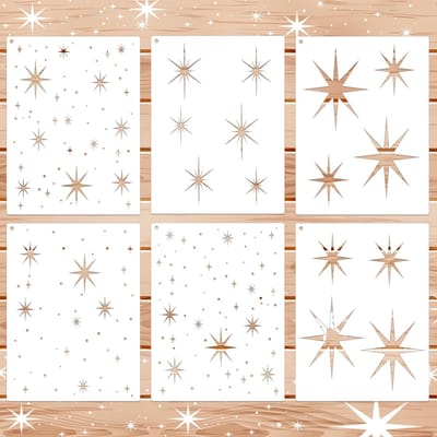 Dailygoods- Sterstencil Set van 6 - Herbruikbare Sjablonen - Schilderen op Hout/Stof - Creatieve Wanddecoratie - Twinkle Sterrenpatronen - Geschikt voor Feesten - Schilderstencil