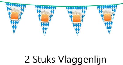2 stuks Vlaggenlijn Oktoberfest , Bier party , 12 meter, Apres ski, Oktoberfest, verjaardag, Themafeest, Verjaardag