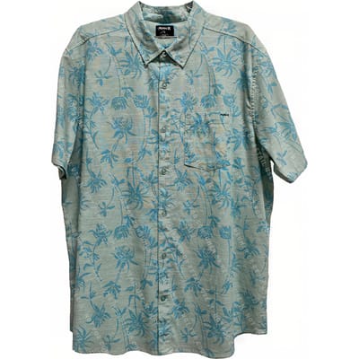 Hurley Oao Stretch Print Short Sleeve Bliss Blue Maat: L | Casual Overhemden Outlet | Heren | Blauw