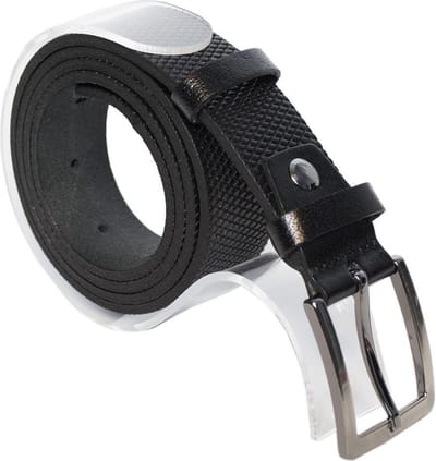 Zwarte Leren Riem - 100 % Echt Lederen Riem - 3 cm Breed Met Een Gestippeld Patroon - Taillemaat 90 cm