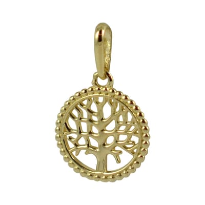 New Bling 9NBSAM-G210059 Gouden hangertje - Dames - Levensboom - Rond - 9,7 mm Doorsnee - Bedel - 14 Karaat - Goud