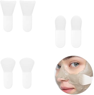 Set van 6 stuks - Gezichtsmaskerborstel - Mini make-up schraperborstelset - Draagbare beautytool - Geschikt voor make-upmaskers, oogcrèmes, bodylotions en essences - Wit
