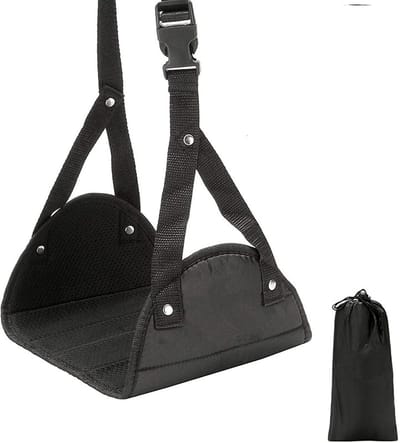 Voetsteun Hangmat - Reis Accessoire - Comfortabel Reizen - Verstelbare Bandjes - 21x45 cm - Zwart