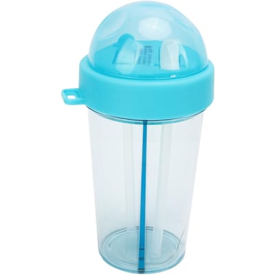 Dubbele Rieten Fles Waterbeker Lekvrij Draagbaar met Sticker voor Buiten Kamperen Sport Joggen Blauw blauw