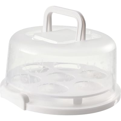 Draagbare Cheesecake Container 7 Slot PP Ronde Cake Draaghouder met Transparante Deksel white