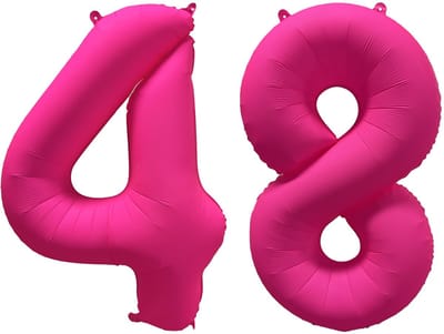 Folieballon 48 jaar - Neon Roze - 86 cm