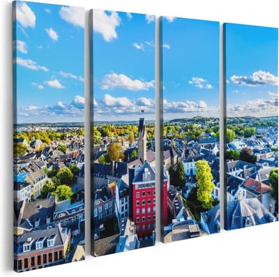 Artaza Canvas Schilderij Vierluik Maastricht Stad met Huizen - 80x60 - Foto Op Canvas - Canvas Print