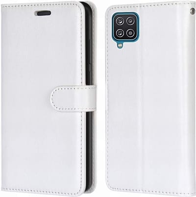 Bookcase Geschikt voor: Samsung Galaxy A12 Wit - portemonnee hoesje - ZT Accessoires