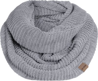 Knit Factory Jamie Gebreide Colsjaal - Ronde Sjaal - Nekwarmer - Wollen Sjaal - Lichtgrijze colsjaal - Dames sjaal - Heren sjaal - Unisex - Licht Grijs - One Size