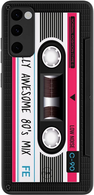 Hoesje geschikt voor Samsung Galaxy S20 FE - Cassette - Zwart - TPU case - Print - Hardcase zwart telefoonhoesje
