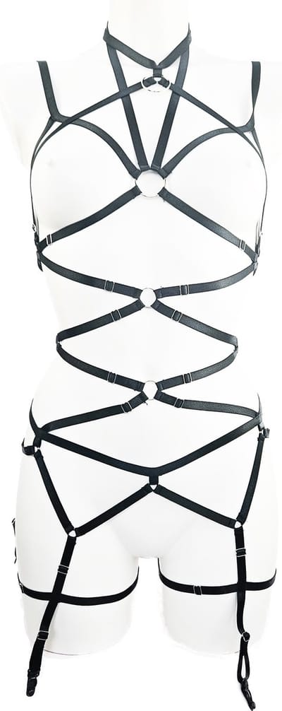 BamBella ® - Sexy Erotische bondage Lingerie onesize Dames body Zwart pak
