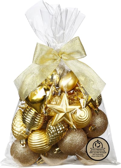 Inge Christmas kerstballen/ornamenten 30x- kunststof -goud