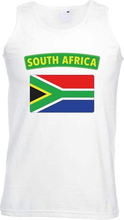 Zuid Afrika singlet shirt/ tanktop met Zuid Afrikaanse vlag wit heren S