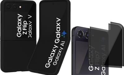 Hoesje geschikt voor Samsung Galaxy Z Flip 7 - 2x Privacy Screenprotector Volledig Dekkend Glas - Mat Back Case Zwart