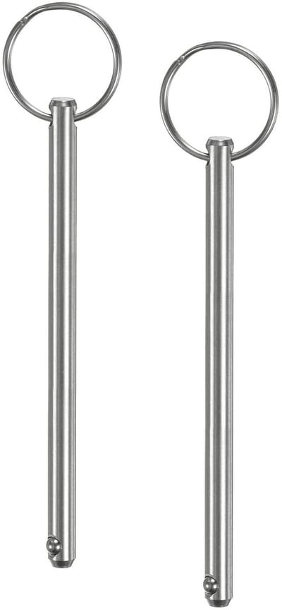 2 Naalden met snelsluiting, diameter 6 mm, lengte 86 mm voor vinnen, Bimini en scheepsbouw, roestvrijstalen pinnen 304, totaal 100 mm lang