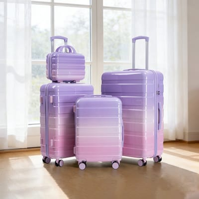 MODFU - 4-Delige Kofferset - Harde Schaal En Cijferslot - Modern - Voor Reizen - Polycarbonaat - Paars - 14/20/24/28 Inch