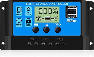 Zonne-laadregelaar 30A 12V/24V met LCD-scherm en USB-poorten