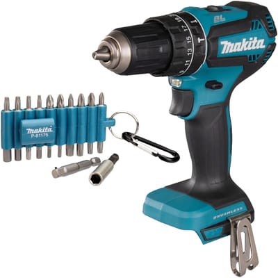 Makita DHP 485 Z accu-klopboormachine 18 V 50 Nm borstelloos + 22-delige bitset - zonder accu, zonder oplader