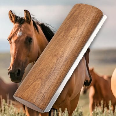 Paardenborstel met Schraper - 20 cm - Massief Hout - Gekartelde Rand - Voor Verwijderen Losse Haren & Stal Reiniging-Belle's product