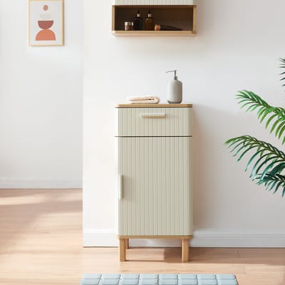 Badkamerkast Ferrersp 80x40x35 cm eikenkleurig havermout en naturel [en.casa]
