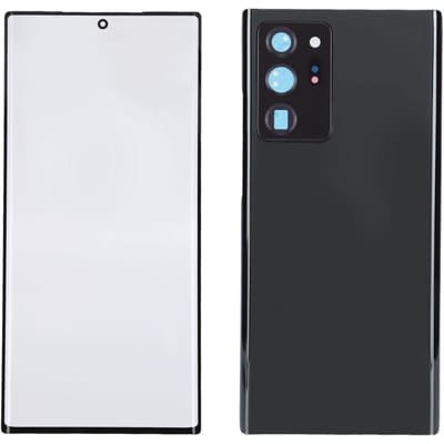 Mobiele Telefoon Achterkant Glas Cover Voorste Buitenste Lens Glas Scherm Vervangingsset voor Samsung Note zwart