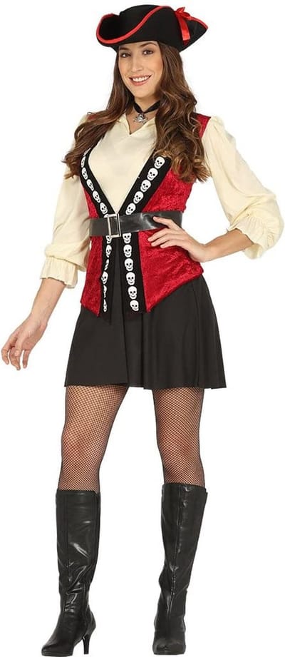 Fiestas Guirca Verkleedjurk Piraat Dames Polyester Rood/zwart Mt L