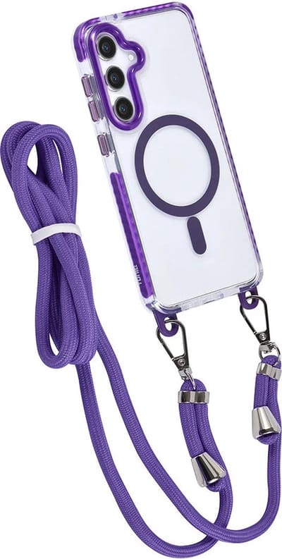 Hoes Geschikt voor: Samsung Galaxy S24 Hoesje voor om de nek - Magnetisch Magsafe Hoesje Met Koord - Hoes Met Koord - Hoes Cover Met Koord - Paars
