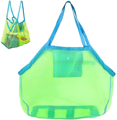 Store_8 - Strandspeelgoedtas - Draagbare Nettas - Ideaal voor strand en vakantie - Blauwgroen - Handig voor kinderen - Ruimte voor speelgoed - Gesc...