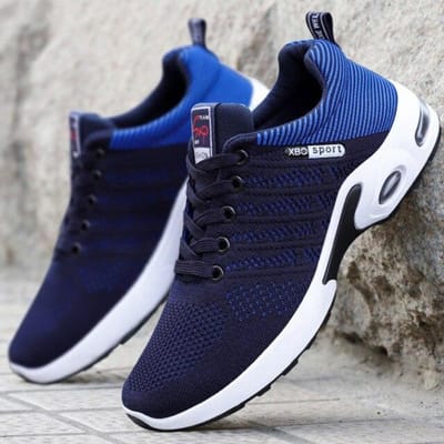 Casual Heren Hardloopschoenen Luchtkussen Ademend Heren Mesh Sport Wandelschoenen Comfortabele Atletische Trainers Zacht Vetersluiting 40 blauw