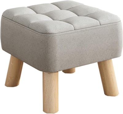 Massief houten bankje - Halbankje opbergbank - Zitcomfort verbeteren - Stapelbaar en wasbaar - 34 cm - Grijs
