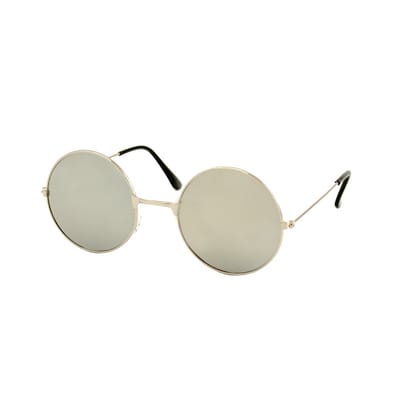 Loud and Clear® - Ronde Zonnebril - Hippie Bril - Gabber bril - Zilver - Spiegel