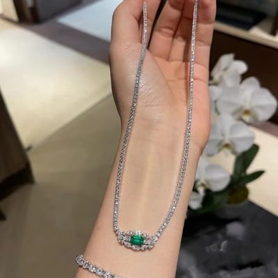 Echte 925 Sterling Zilveren Smaragd Hanger Kettingen Vrouwen Collares Mujer Trendy Zilveren 925 Sieraden Smaragd Edelsteen Vrouwen