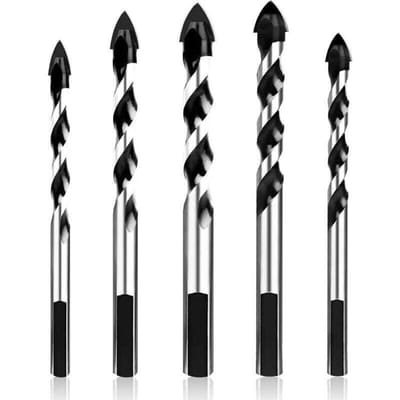 Set van 5 diamant-wolfraamcarbide boren, geschikt voor keramische tegels, beton, houten muren, glas, kunststof geschikt voorselwerk en hout (6/6/8/10/12 mm).