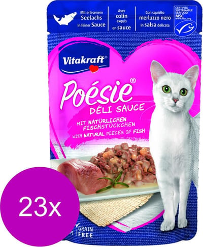 Vitakraft Poesie Deli Sauce Pouch 85 g - Kattenvoer - 23 x Koolvis