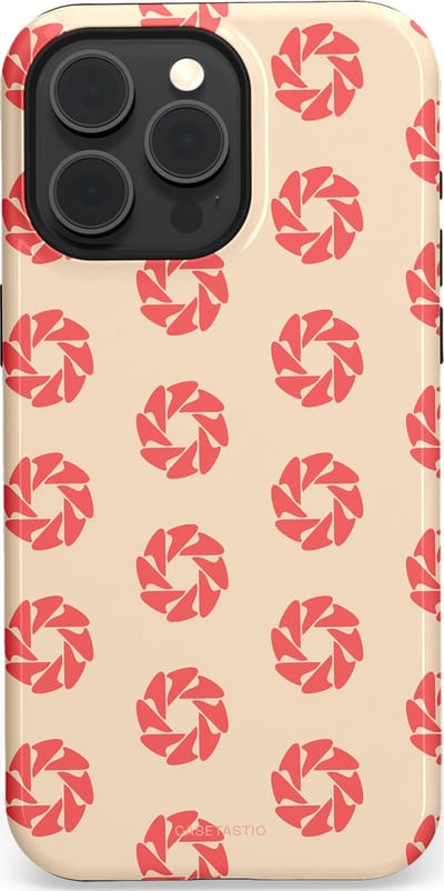 Casetastic hoesje geschikt voor Apple iPhone 15 Pro Max - MagSafe - Dubbellaagse bescherming - Peach Bloem Cirkels - Fashion Case - Crème Koraal Perzik