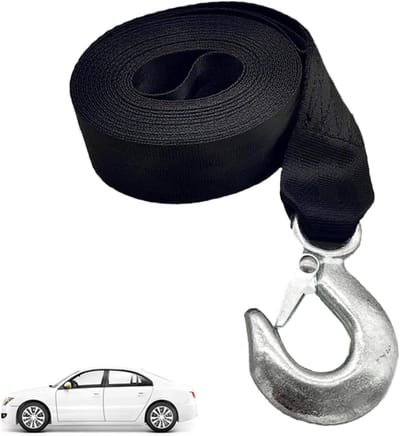 Bootlieren Band met Haak - Sleepkabel Boot Trailer - Veilig Transporteren - 10.000lbs Breeksterkte - 50x50cm - Multicolor