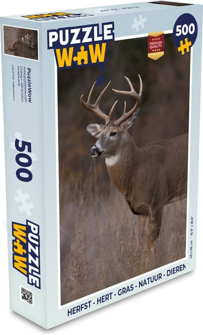 Puzzel Herfst - Hert - Gras - Natuur - Dieren - Legpuzzel - Puzzel 500 stukjes