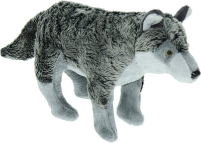Cornelissen Pluche knuffel dier - Wolf - grijs - 28 cm - Speelgoed wolven knuffels - Cadeau voor jongens / meisjes
