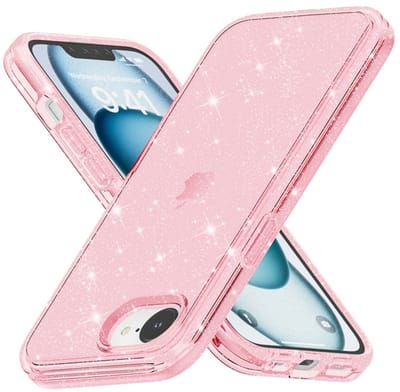 Coverup Hoesje - Geschikt voor iPhone 16e / 17e Hoesje - Coverup Glitter TPU Back Cover - Rose Gold